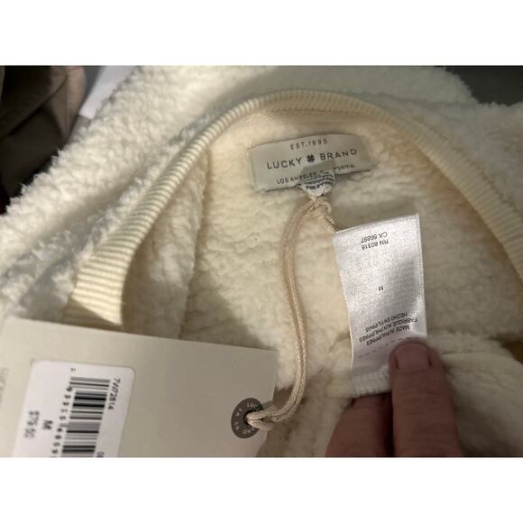 Lucky Brand Cream Fleece Sherpa Top NWT SZ Med Long Sleeves Minimalist Lagenlook - Picture 8 of 8